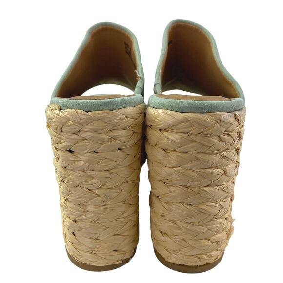 Lulus Ervyn Women's Mint Green Suede Raffia Platform Slip On Slide Sandals Sz 8 - Picture 3 of 5